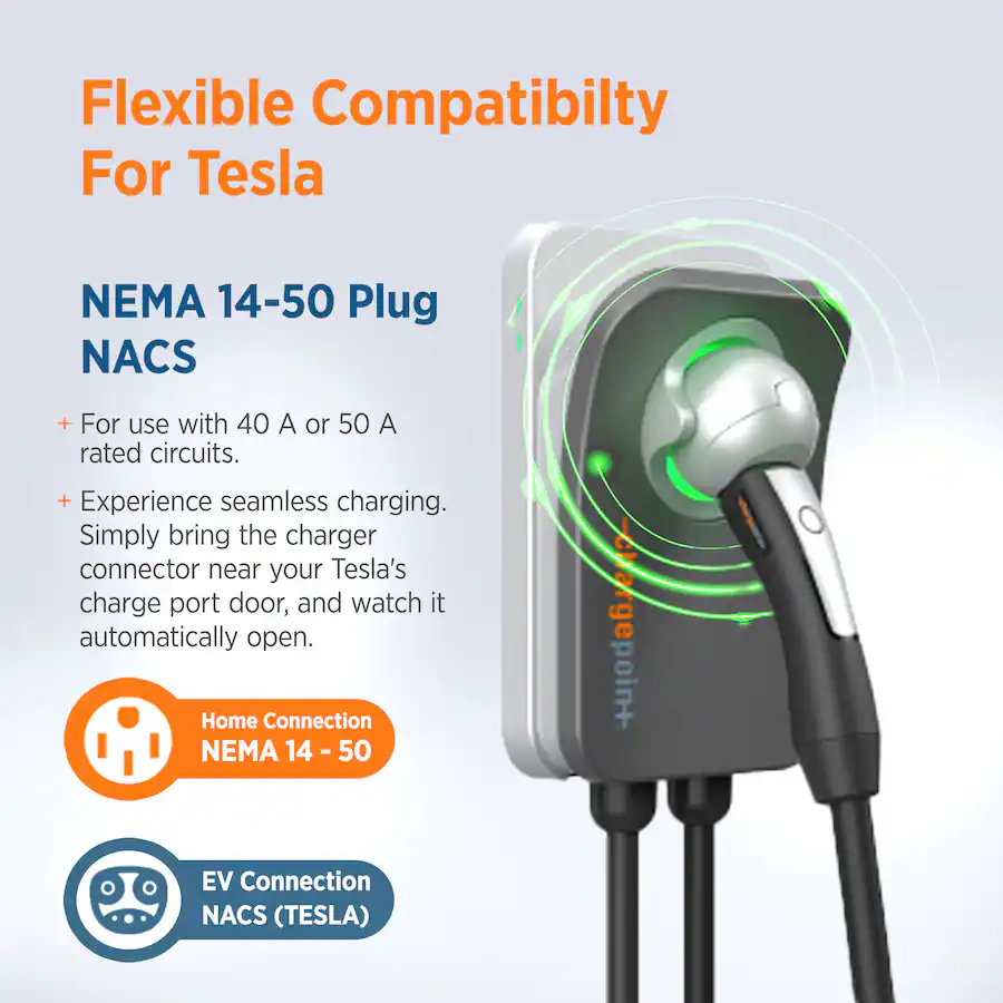Charge Point ChargePoint Home Flex Level 2 EV Charger NACS, NEMA 14 50 ...