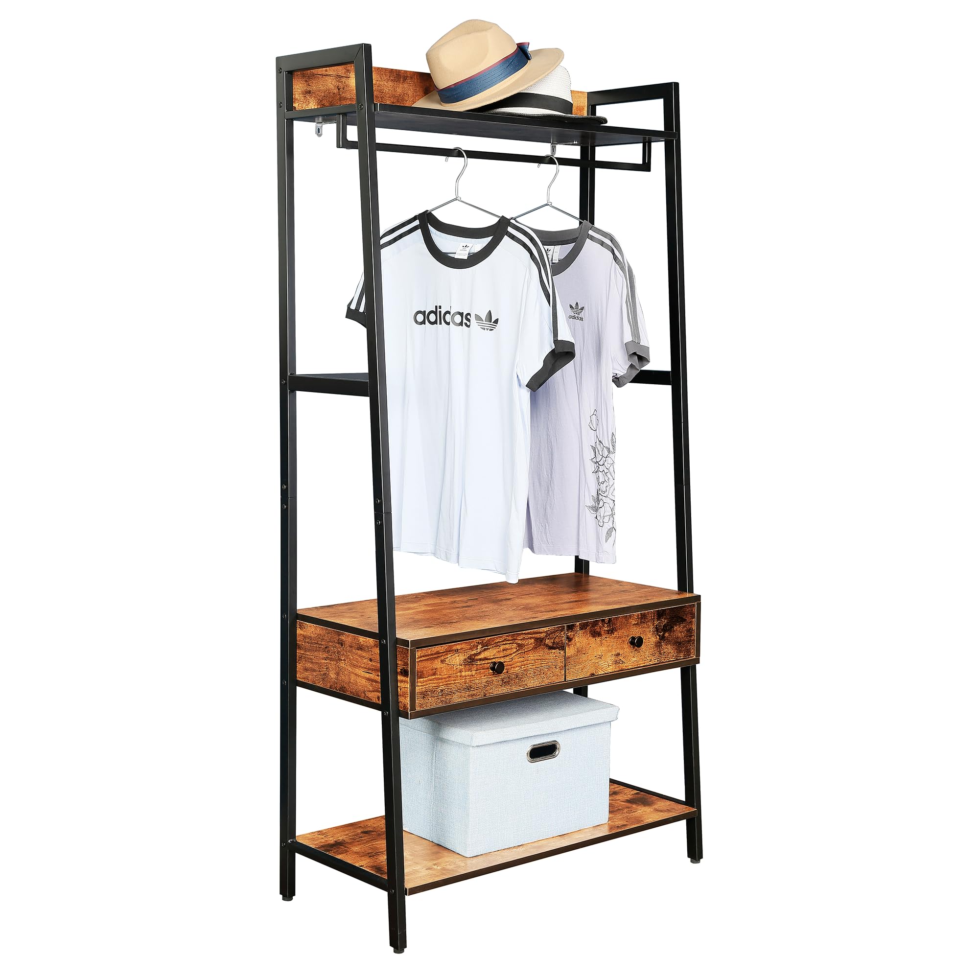 JJS - Industrial Rustic Hall Tree Shoe Bench With Storage Drawers And Shelf - Rustic Brown price history on PriceWatchPro
