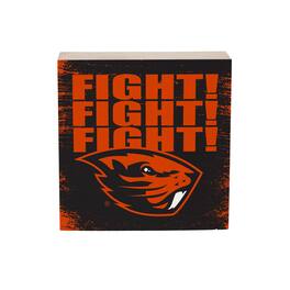 Evergreen Enterprises - Oregon State Beavers 6" Square Fan Chant Wood Block Shelf Sign - Multicolor