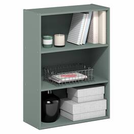 Furinno - PASIR Book Shelf, 3-Tier Bookshelf, Bookcase, 9.7" x 23.7" x 31.5", for Living Room, Bedroom, Home Office - Sage Green