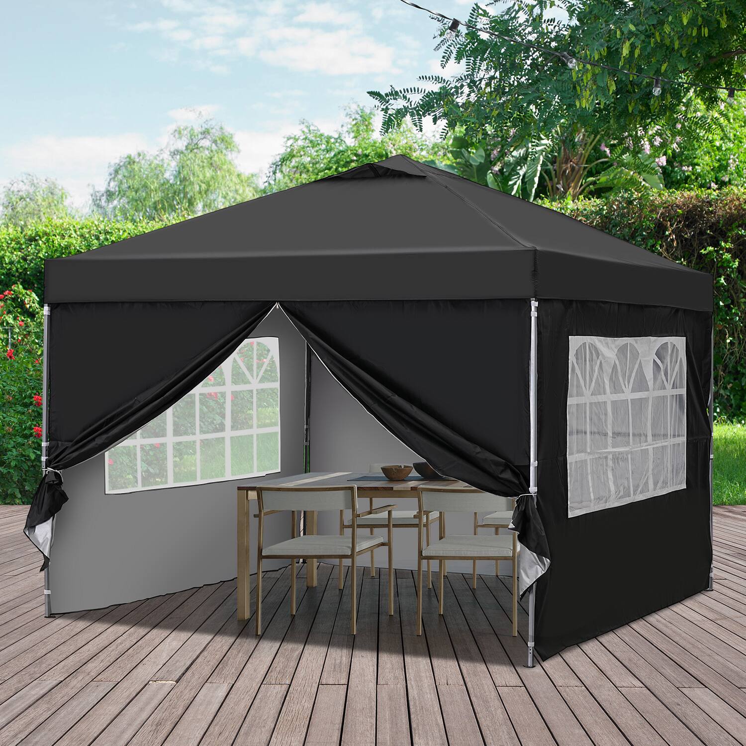 Alt View 1. Ainfox - Ainfox Pop Up Gazebo Outdoor Canopy Tent With 4 Removable Sidewalls - Black.