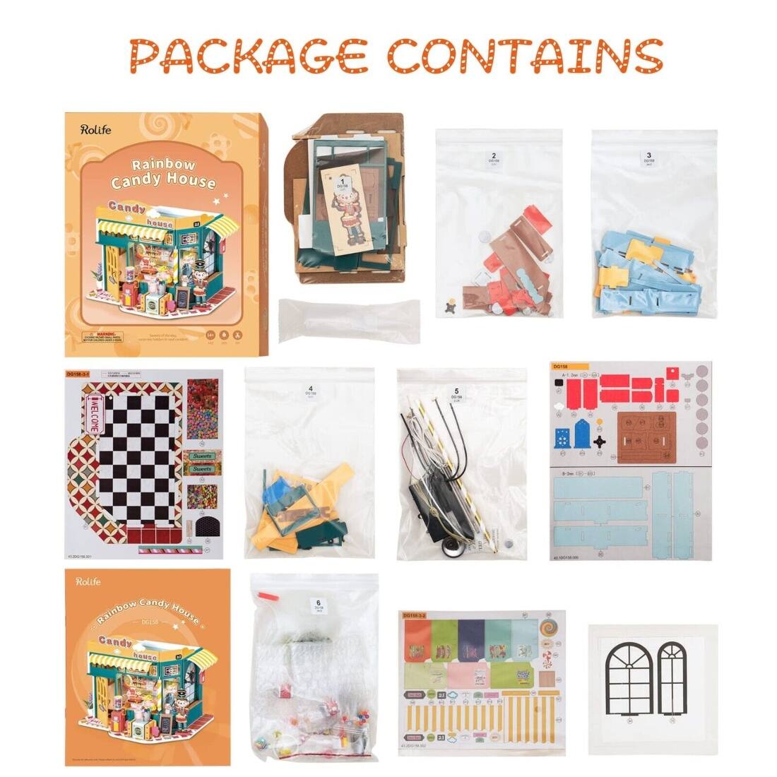 Left. 3D Puzzle - DIY 3D House Puzzle - Rainbow Candy House 179pcs.