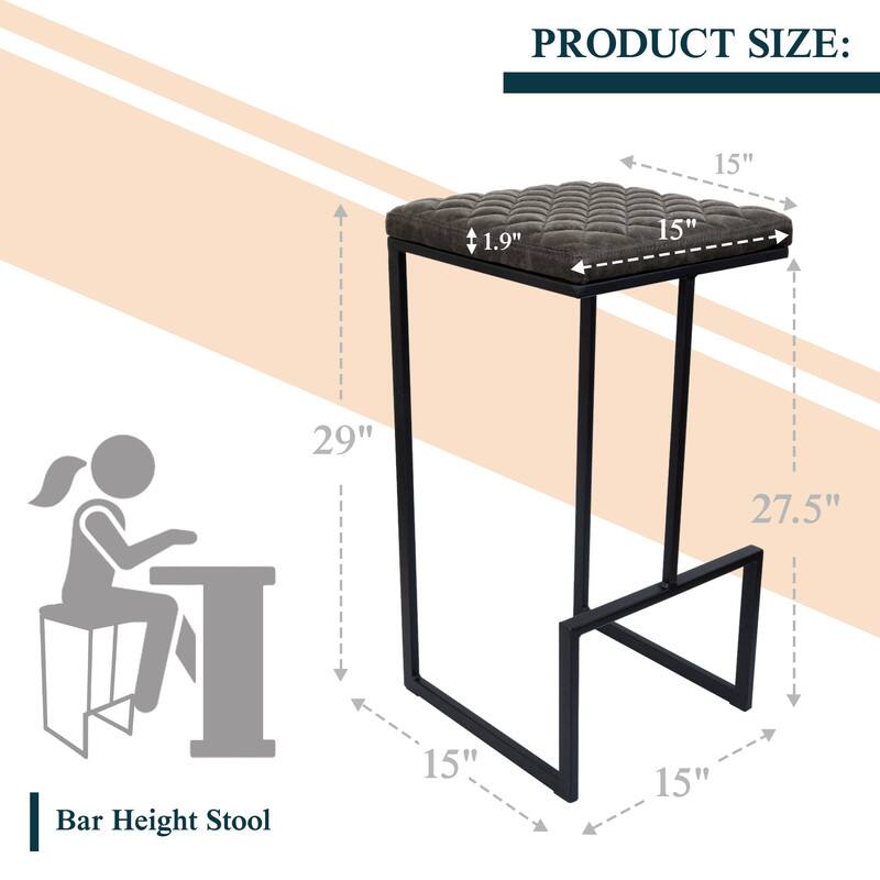 PRODUCT SIZE:  
15" x 15" x 27.5"  
Bar Height Stool  
1.9"  
29"