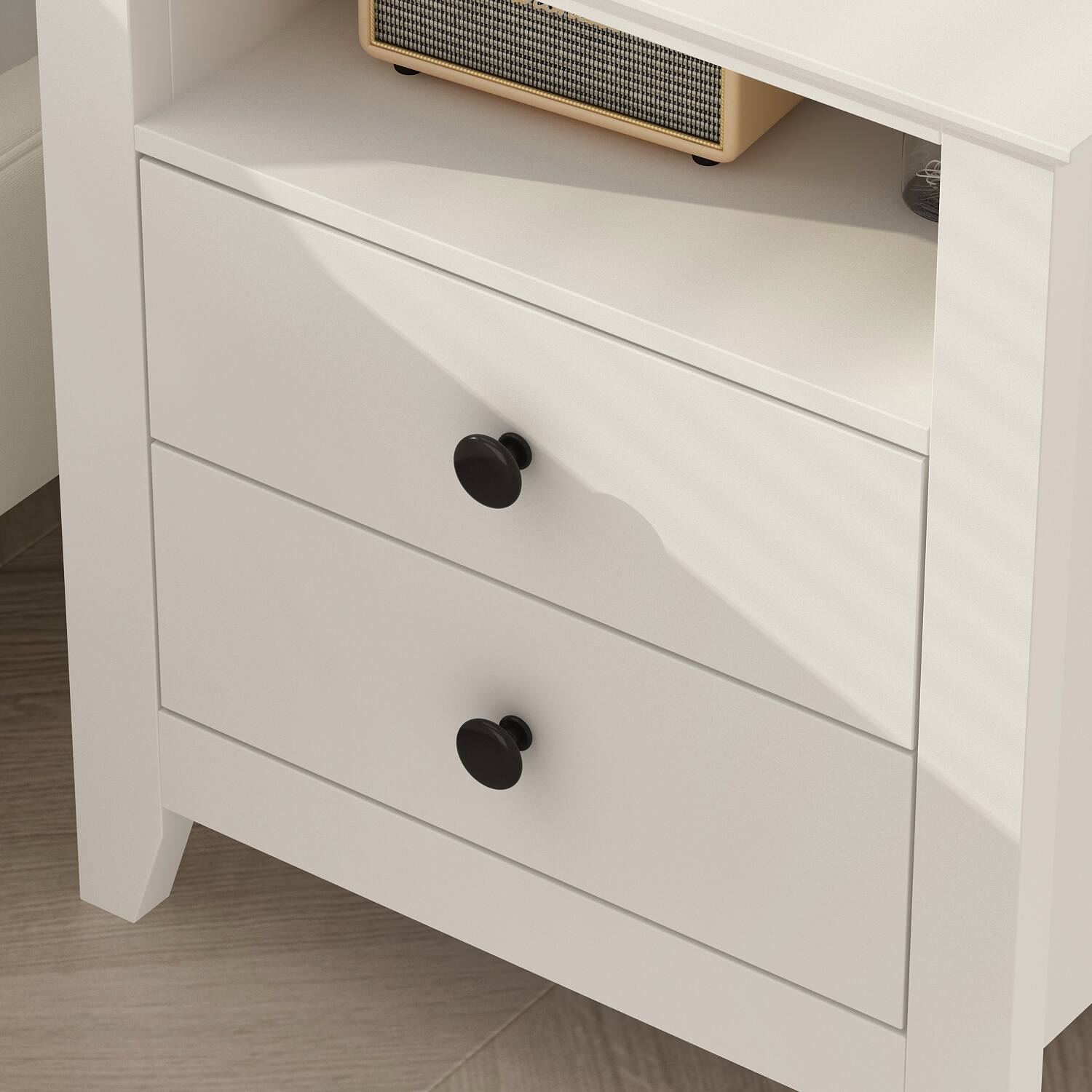 Alt View 4. FUFU&GAGA - FUFU&GAGA 2 - Drawer Nightstand: Minimalist Storage for Modern Homes - White.