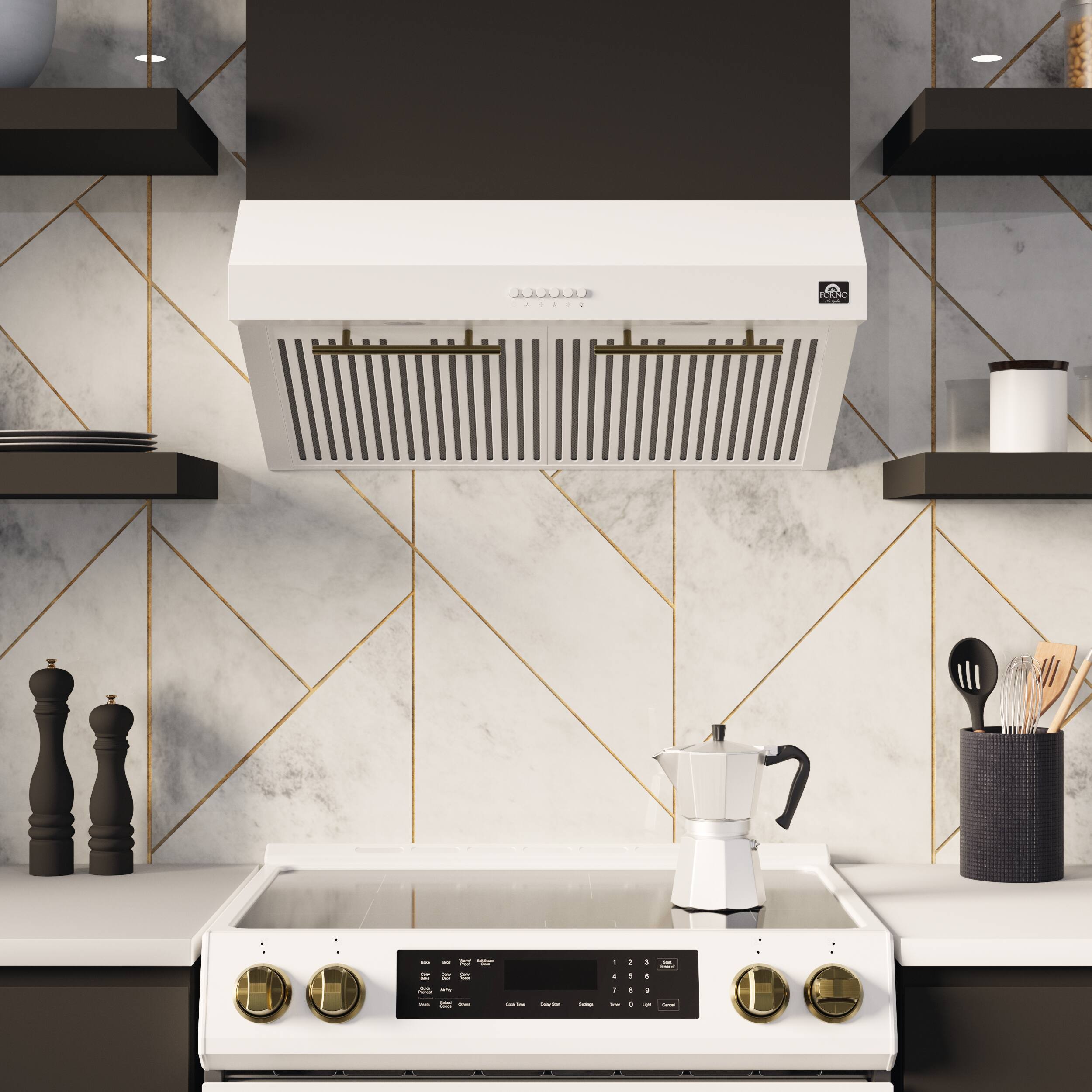 Alt View 15. Forno Appliances - Bari Espresso Collection 30" Under Cabinet Range Hood - White.