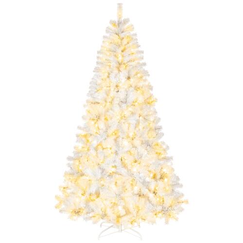 Alt View 4. Winado - 8FT Artificial Christmas PVC Tree Pre-Lit Hinged with Lights, Branch Tips for Indoor Xmas Holiday Party Decoration - White.