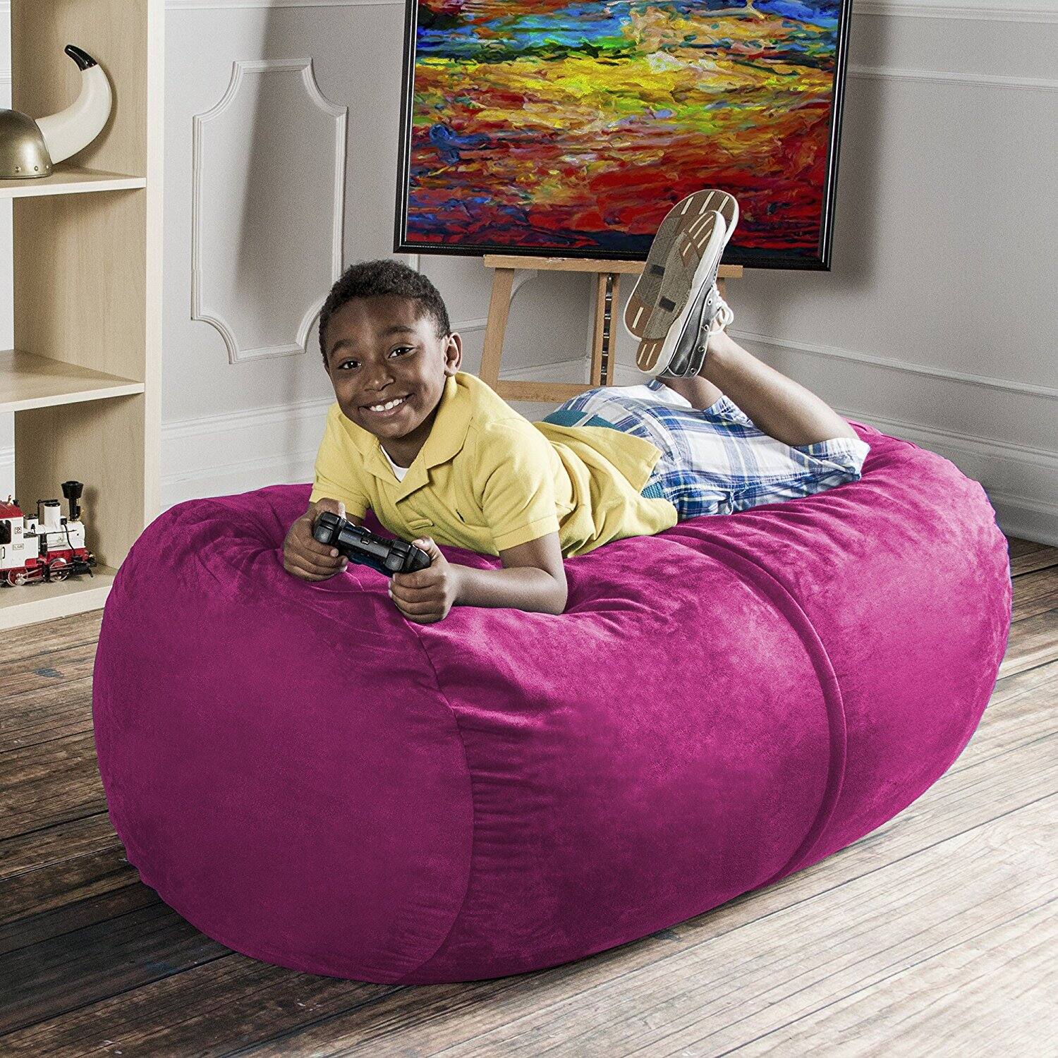 Back. Jaxx - Jaxx Sofa Saxx 4-foot Bean Bag Lounger, Fuchsia - Pink.