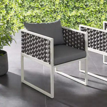 Front. Modway - Stance Outdoor Patio Aluminum Dining Armchair by Modway - White Gray.