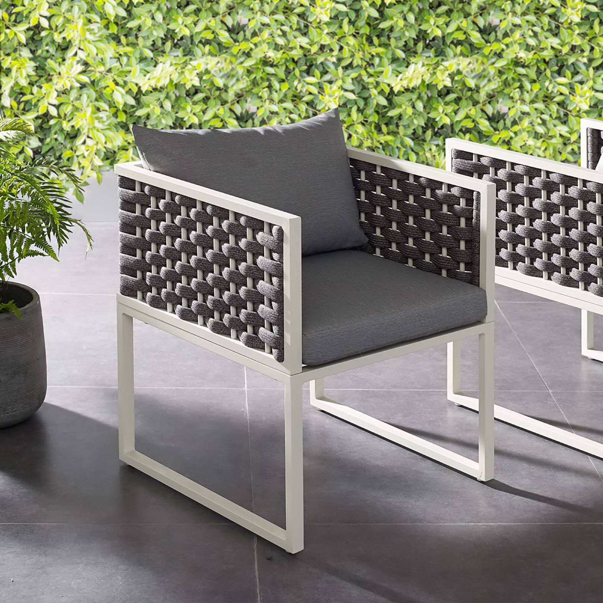 Stance Outdoor Patio Aluminum Dining Armchair by Modway - White Gray