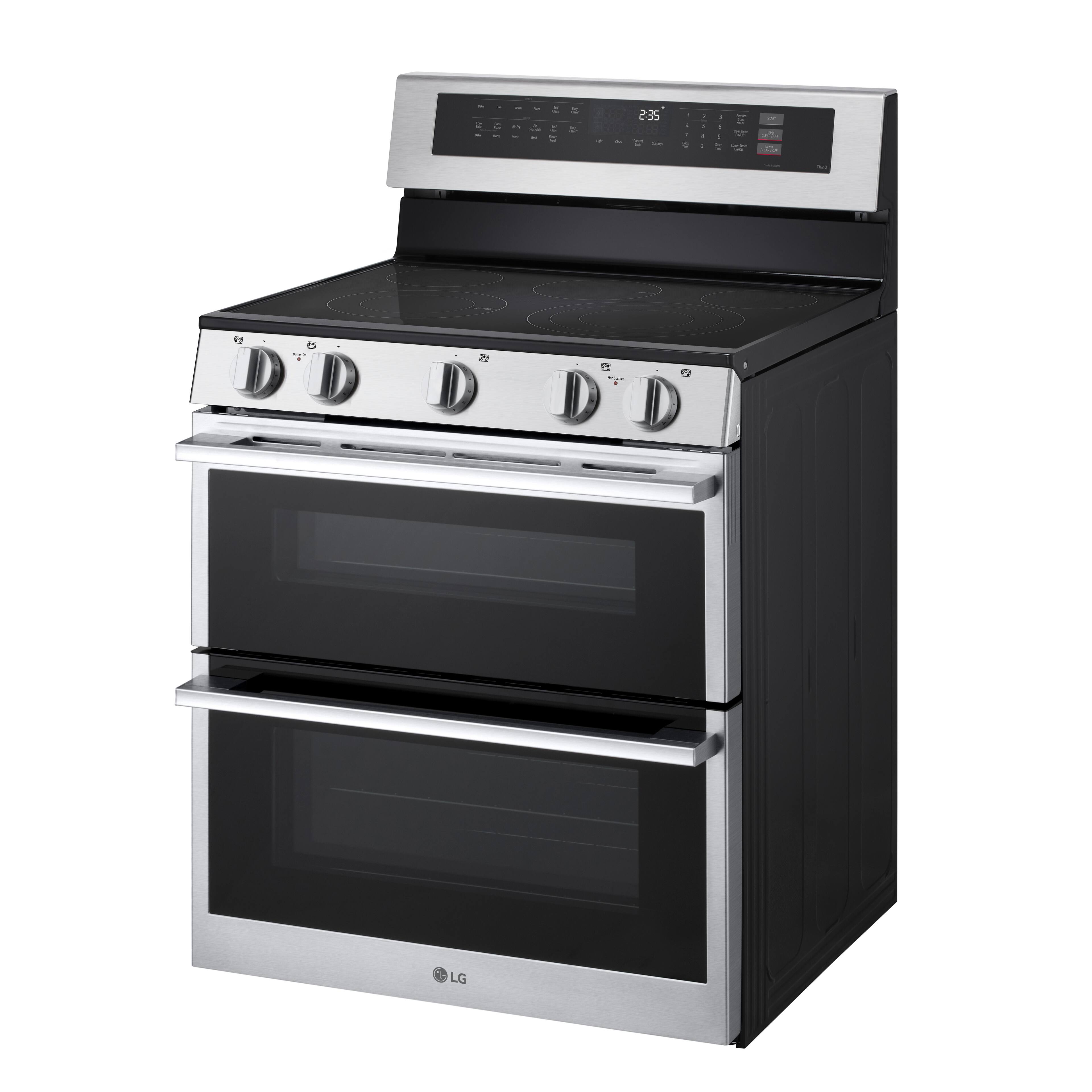 Alt View 6. LG - 30-in 7.3 Cu. Ft. Freestanding Double Oven Elec True Convection Smart Range w/ 5 Elements, Air Fry and UltraHeat 3.2 kW - Stainless Steel.