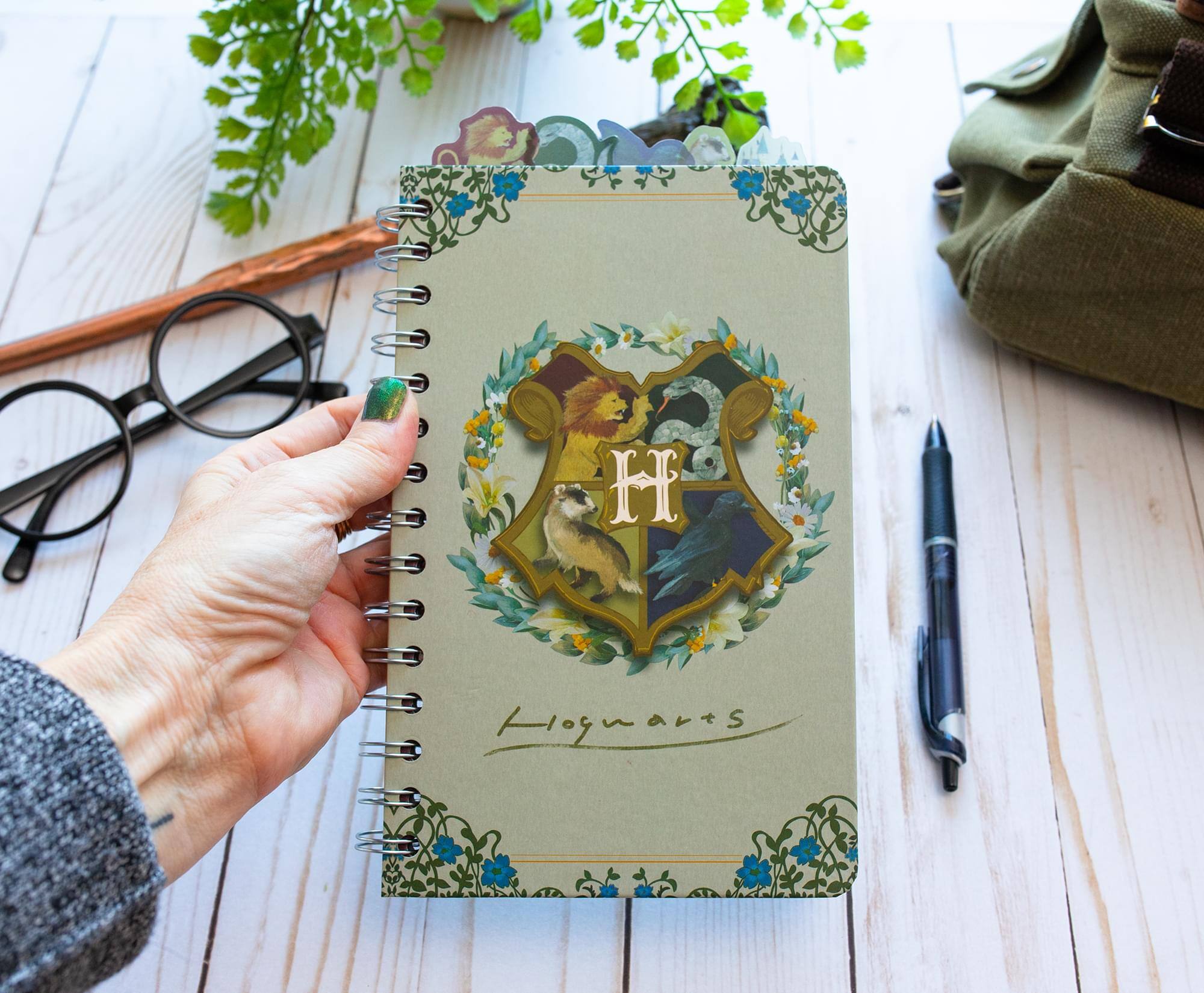 Alt View 2. Silver Buffalo - Harry Potter Hogwarts Houses 5-Tab Spiral Notebook With 75 Sheets | 5 x 8 Inches - Blue.