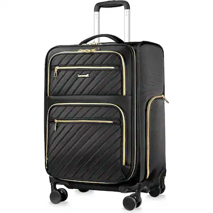 Front. LUGGEX - LUGGEX Carry On Luggage, Expandable Softside Lightweight Rolling Suitcase UDK - LX-UX - Black.