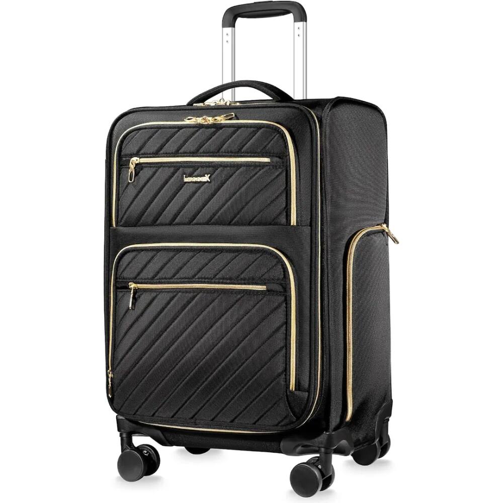 LUGGEX - Carry On Luggage, Expandable Softside Lightweight Rolling Suitcase UDK - LX-UX - Black