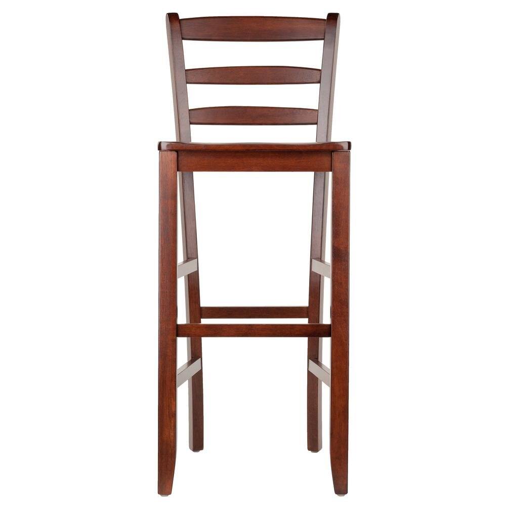 Alt View 2. FurniFact - 2-Pc 30" Ladder Back Bar Stools - Walnut.