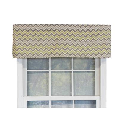 Front. RLF Home - RLF Home See Saw Tailored 100% Cotton with Fully Lined 3" Rod Pocket Valnance for Windows 50" x 14" Fern Green - Fern Green.