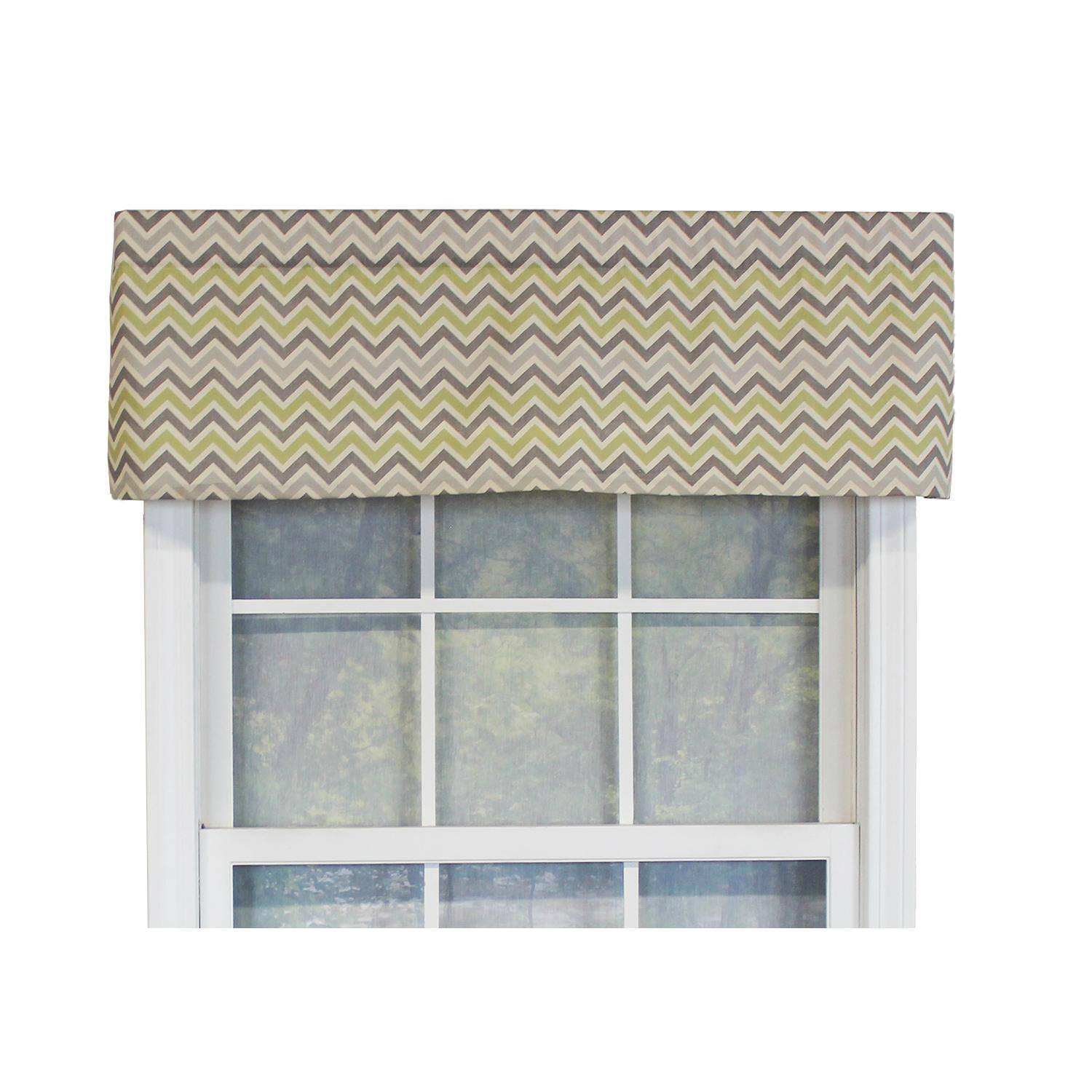 Front. RLF Home - RLF Home See Saw Tailored 100% Cotton with Fully Lined 3" Rod Pocket Valnance for Windows 50" x 14" Fern Green - Fern Green.