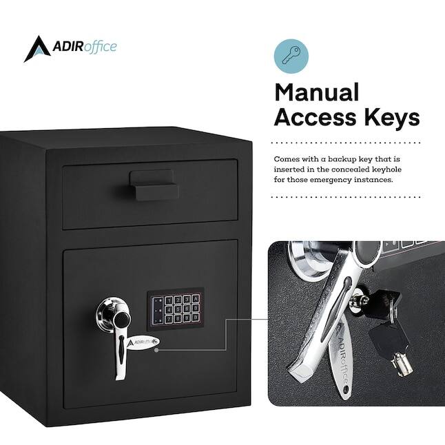 ADIRoffice Manual Access Keys Comes with a backup key that is inserted in the concealed keyhole for those emergency instances. 1 4 7 2 5 3 6 9