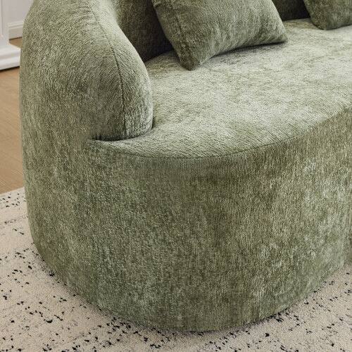 Left. Anysun - Curved Loveseat Sofa with Round Armrest - Compression Couch, 2 Pillows, No Assembly for Small Spaces - Green.