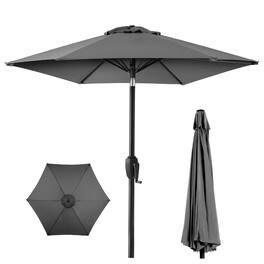 Best Choice Products - 7.5ft Heavy-Duty Outdoor Market Patio Umbrella w/ Push Button Tilt, Easy Crank - Gray