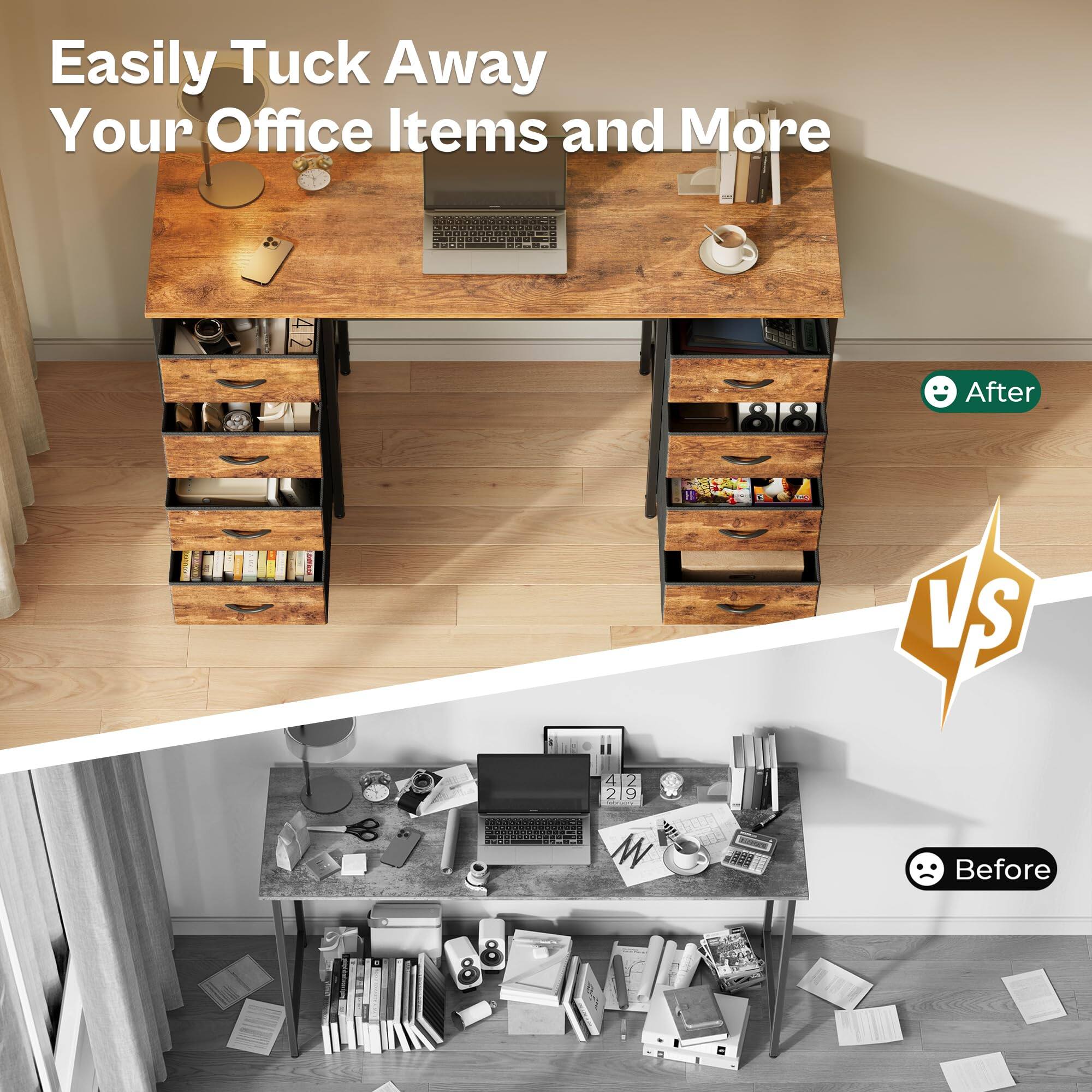 Easily Tuck Away Your Office Items and More

After

VS

Before