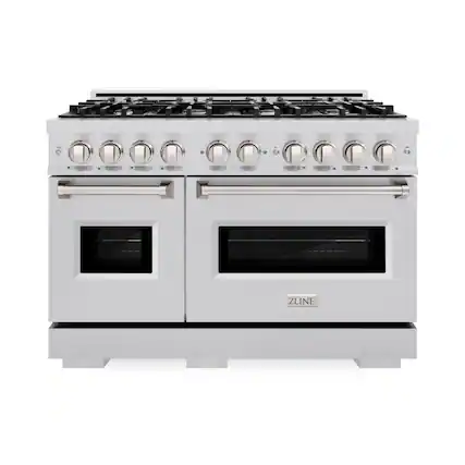 Front. ZLINE - 48" Classic Double Oven Dual Fuel Range with 8 Burner Gas Cooktop (CDR48) - Stainless Steel.