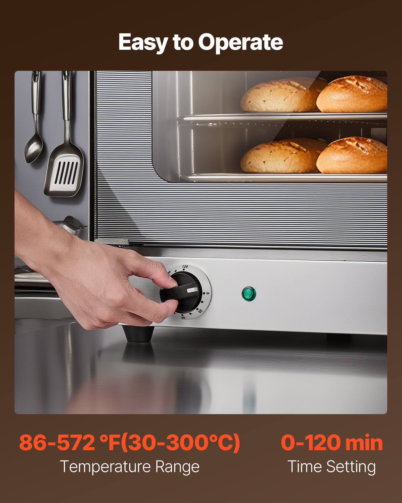 Easy to Operate

86-572 °F(30-300°C)  
Temperature Range

0-120 min  
Time Setting