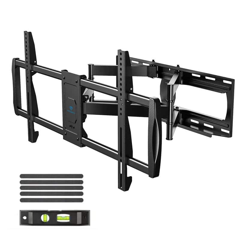 Perlesmith - Full Motion Articulating TV Wall Mount for 42"-90" Flat Screen TVs, 150lbs Capacity - Black