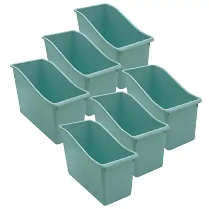 Front. Teacher Created Resources - Teacher Created Resources Plastic Book Bin, Calming Blue, Pack of 6.