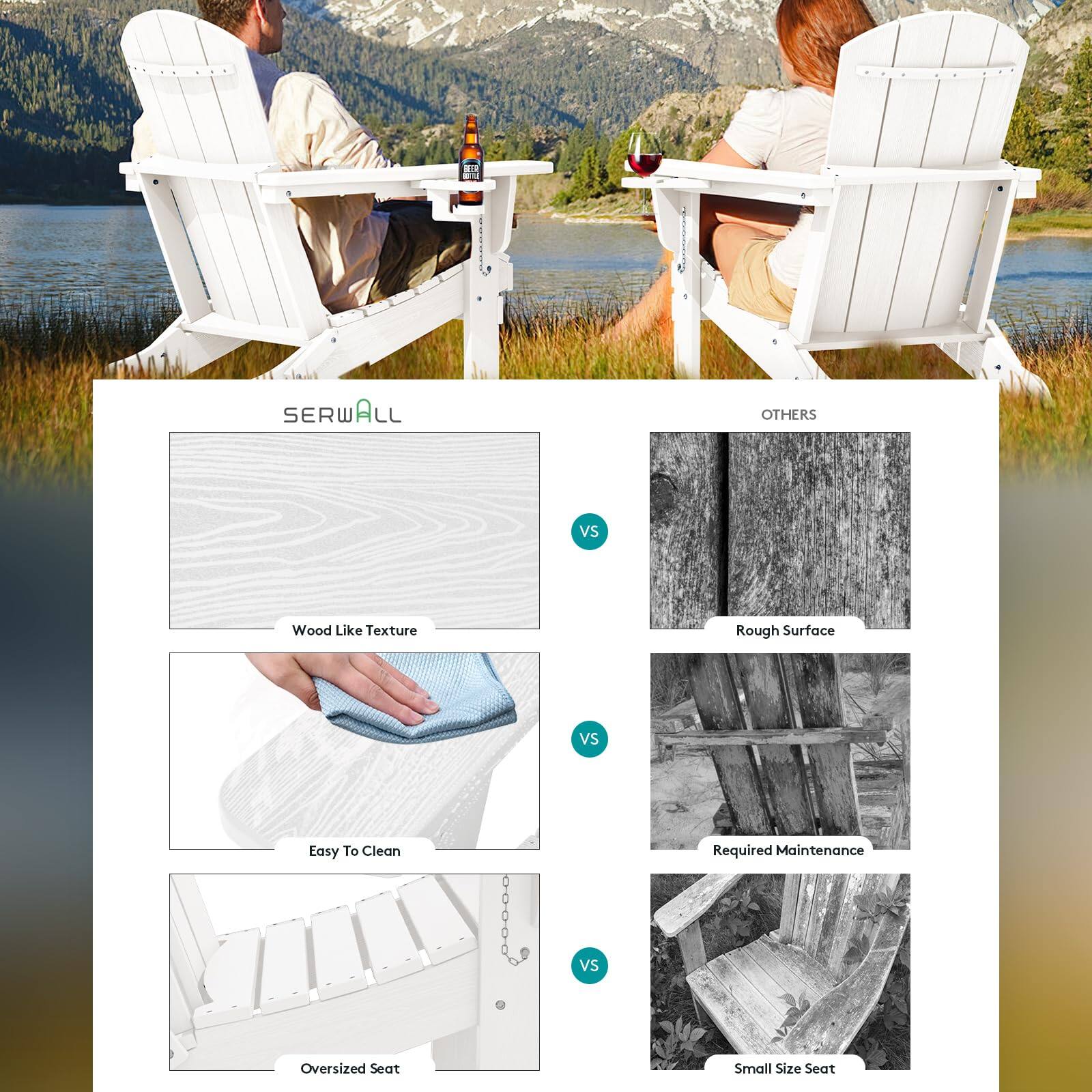 SERWALL vs OTHERS

Wood Like Texture vs Rough Surface

Easy To Clean vs Required Maintenance

Oversized Seat vs Small Size Seat
