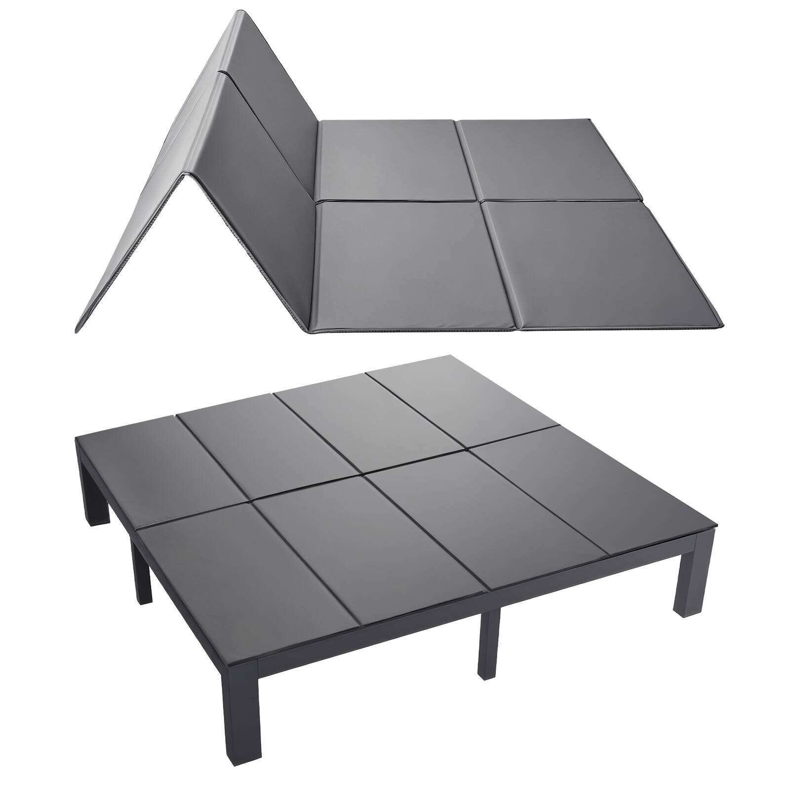Front. VEVOR - Bunkie Board, King Size 80.3 x 75.9 in, Foldable Bed Board Under Mattress with Hook-and-Loop Straps, PP Core - Gray.