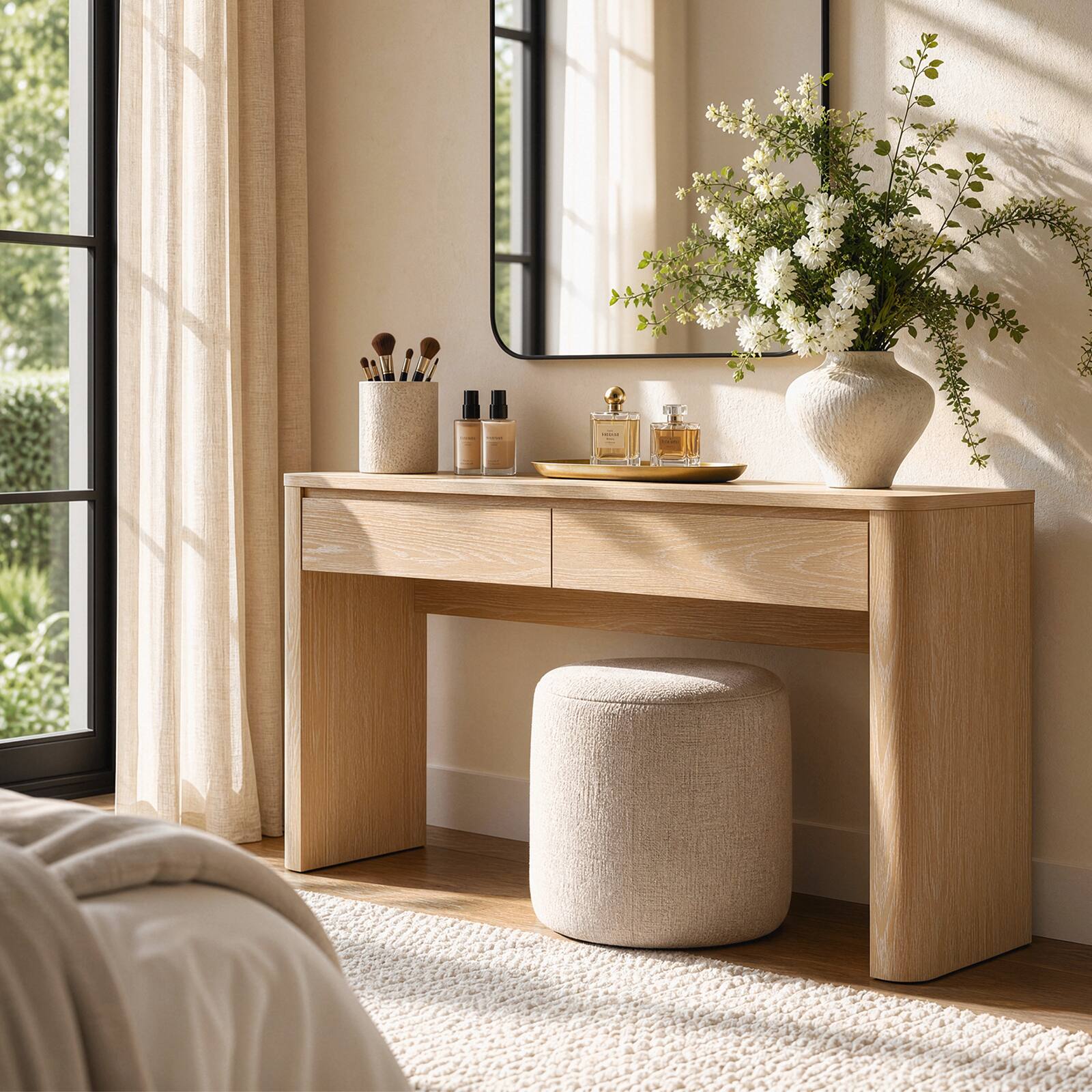 Left. ModernMate - 59" Long Console Table Modern Entryway Table with 2 Drawers for Living Room - Natural Oak.