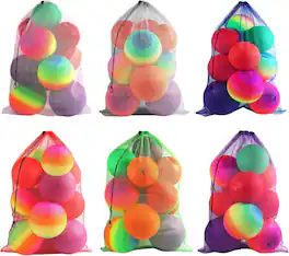 GSE Games & Sports Expert - 24"x36" Large Mesh Sports Ball Drawstring Bag for Gym Training, Football, Basketball, Swimming(Multicolor) - multi-color
