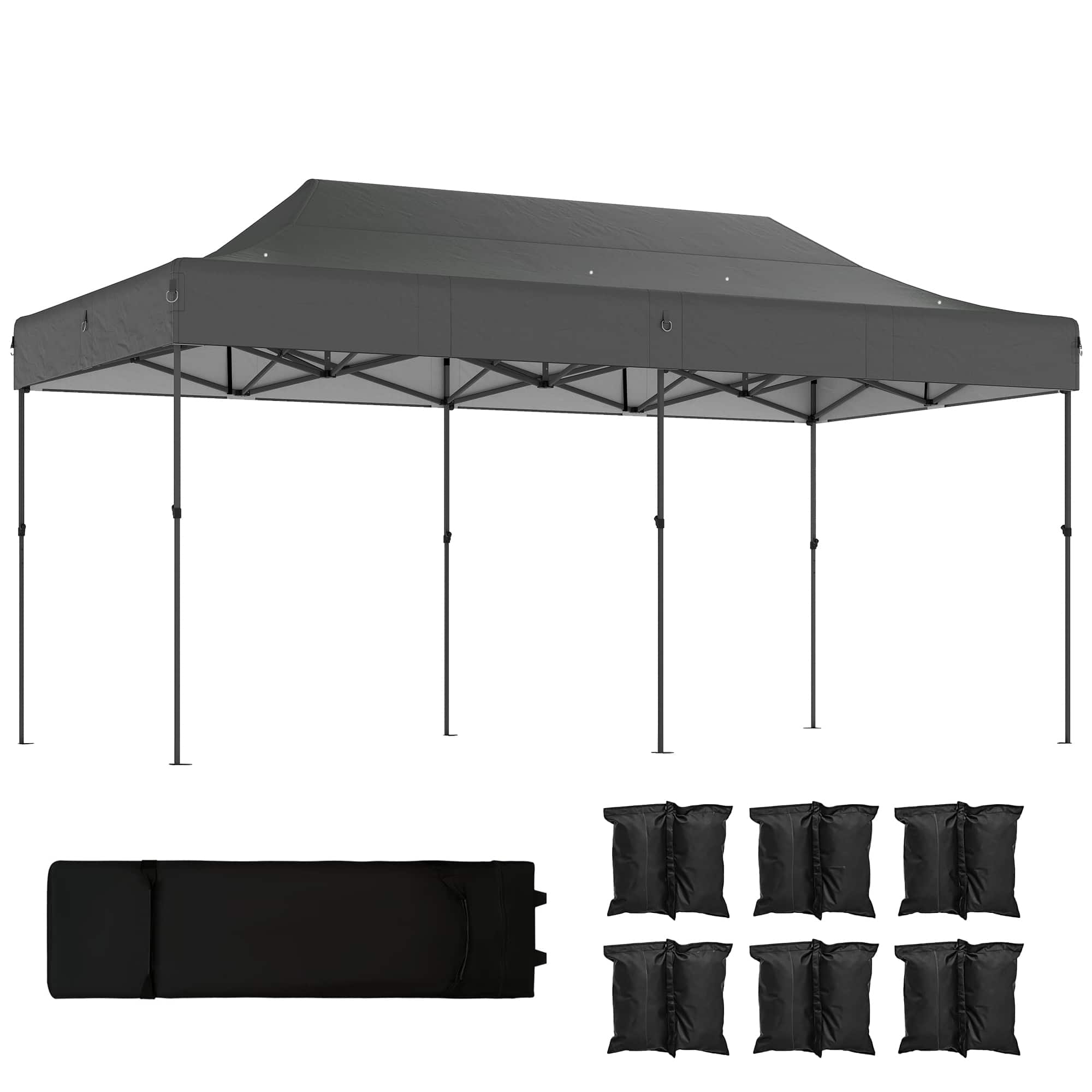Outsunny - 10 x 20 ft Pop Up Canopy Tent, Heavy Duty UPF50+ Outdoor Portable Instant Canopy Shelter with Wheeled Carry Bag