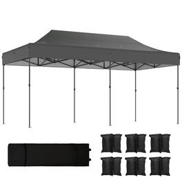 Outsunny - 10 x 20 ft Pop Up Canopy Tent, Heavy Duty UPF50+ Outdoor Portable Instant Canopy Shelter with Wheeled Carry Bag