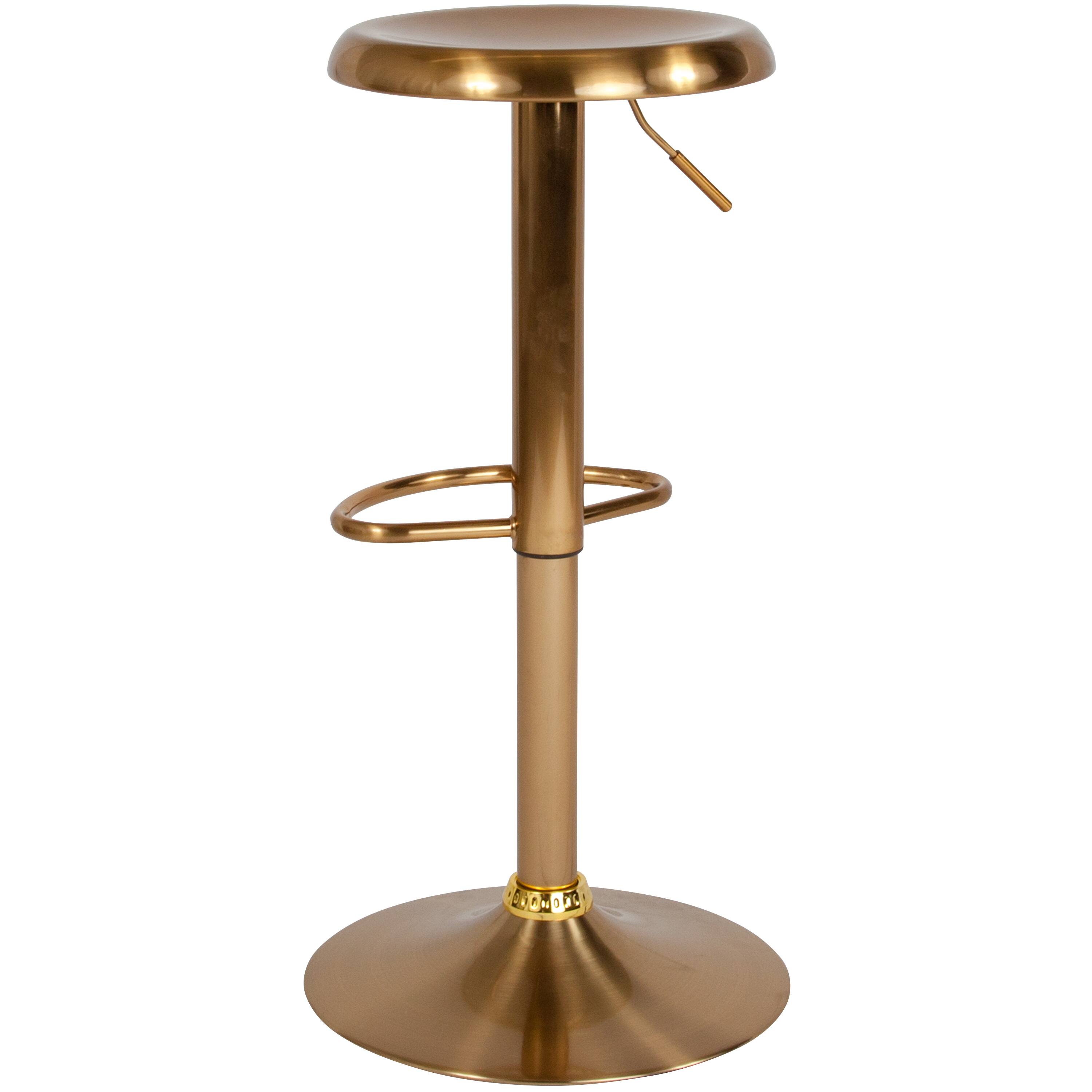 Alt View 4. Emma + Oliver - Adjustable Height Retro Barstool - Gold.