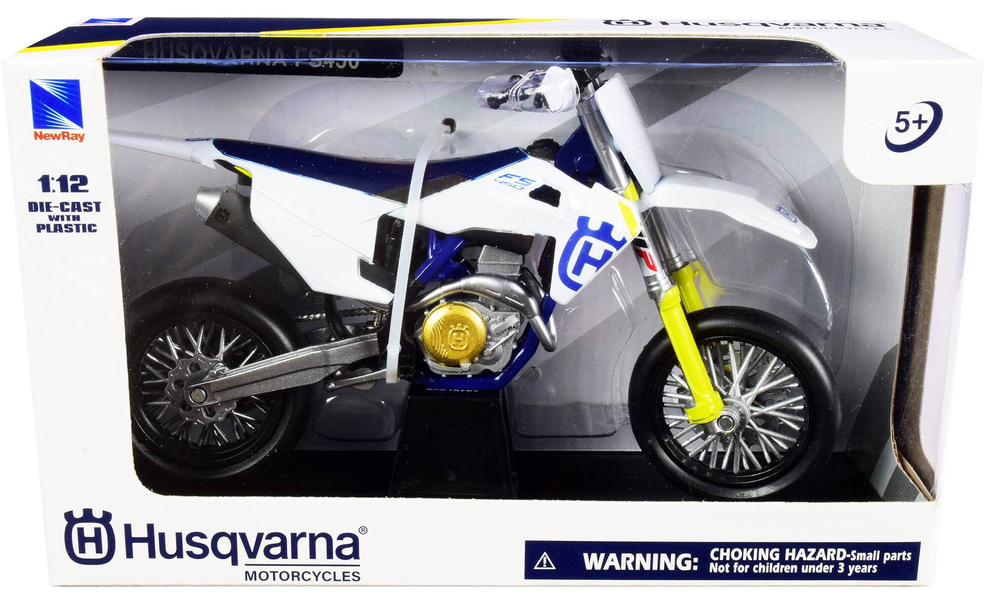 Husqvarna F9450 1:12 NewRay 5+ DIE-CAST WITH PLASTIC FS H Husqvarna MOTORCYCLES ! CHOKING HAZARD-Small parts WARNING: Not for children under 3 years