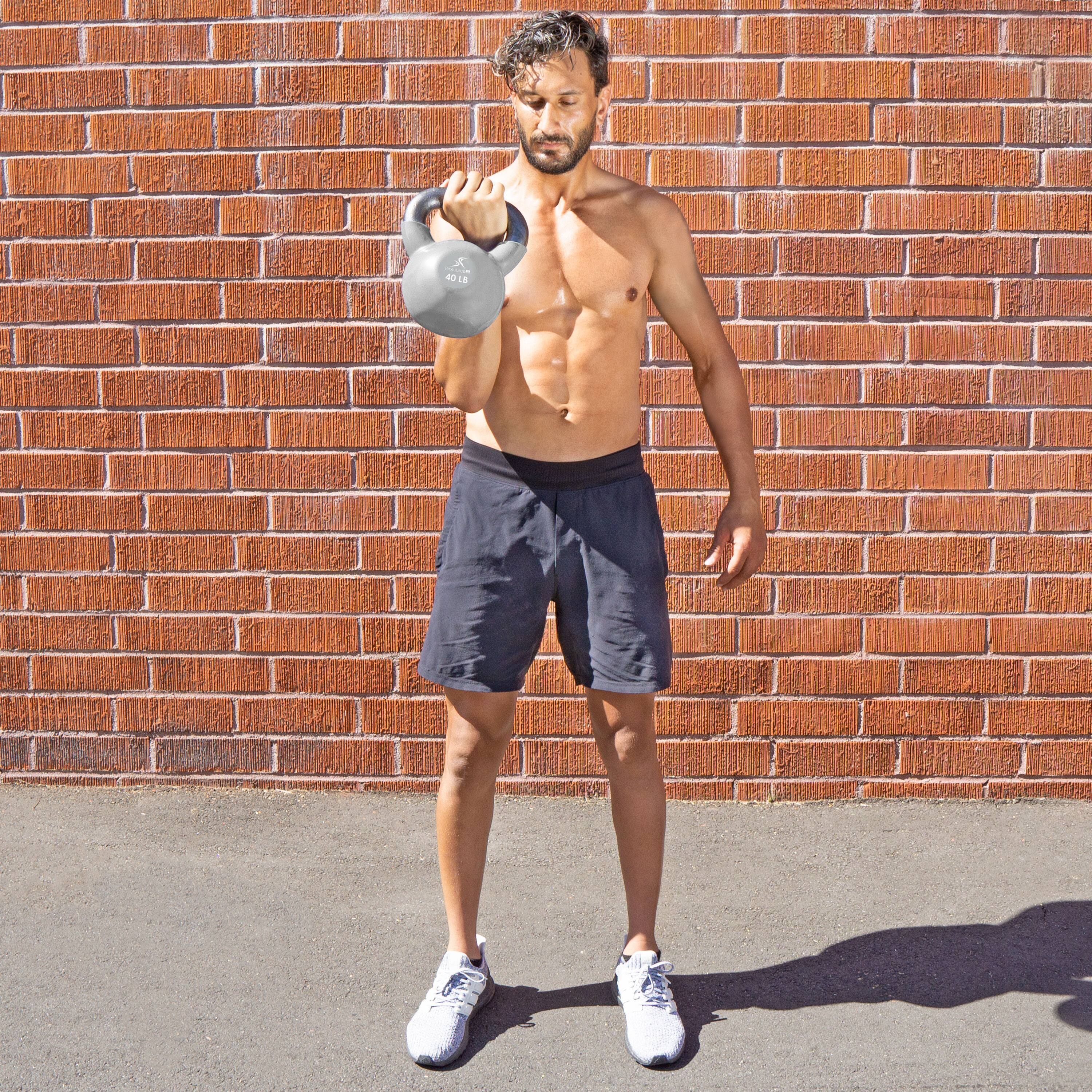 Alt View 1. ProsourceFit - ProsourceFit Vinyl Coated Iron Kettlebell, 40 lbs - Grey.