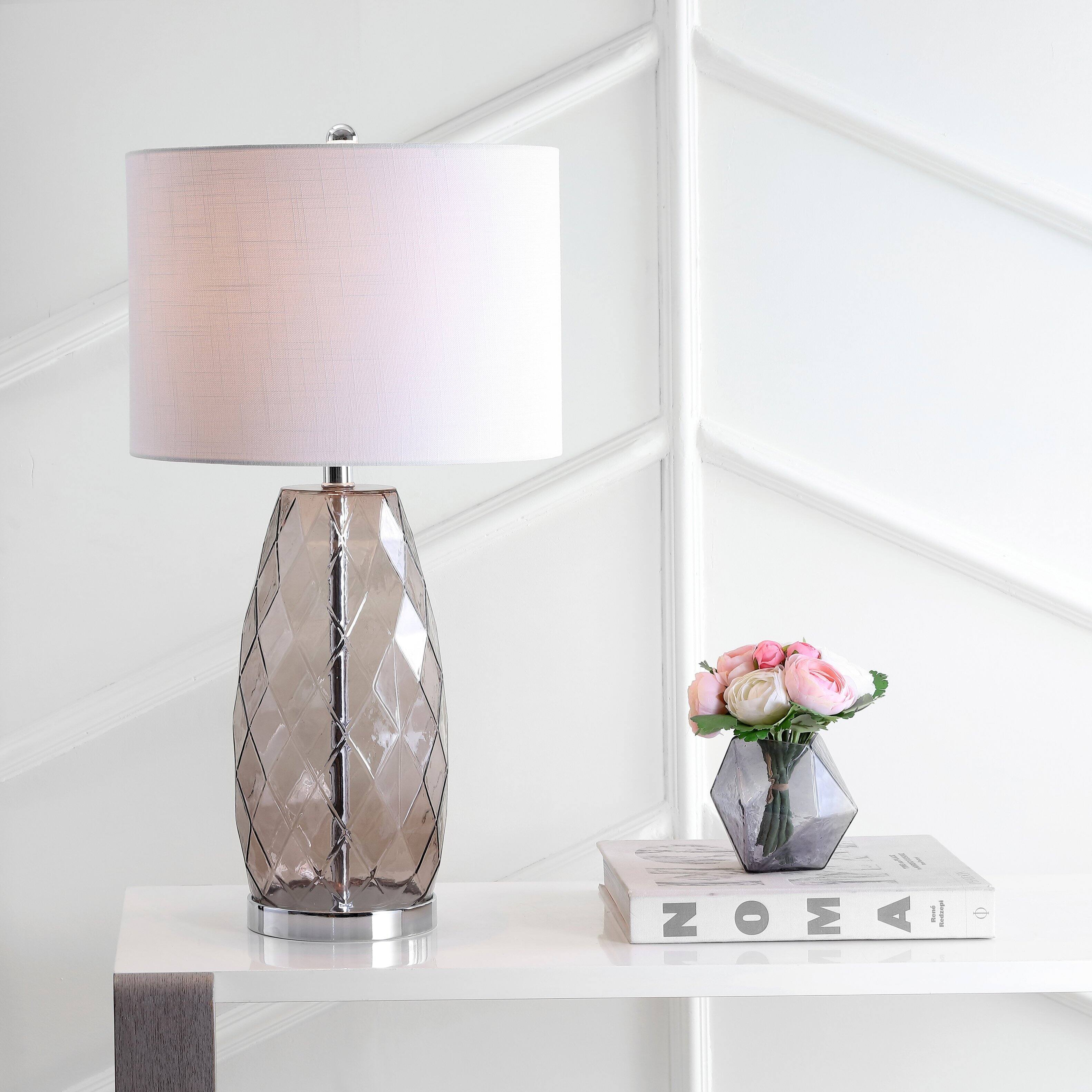 Alt View 1. Jonathan Y - Juliette 26.5" Glass/Metal LED Table Lamp, Smoked Gray - Smoked Gray.