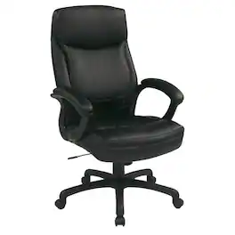FurniFact - Leather Executive Chair – High-Back Work Chair With Wheels - Black