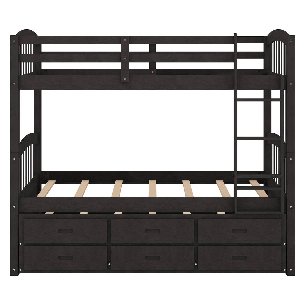 Alt View 4. Loheer - Loheer Twin Over Twin Bunk Bed with Trundle and Drawers Espresso Wood - Espresso.