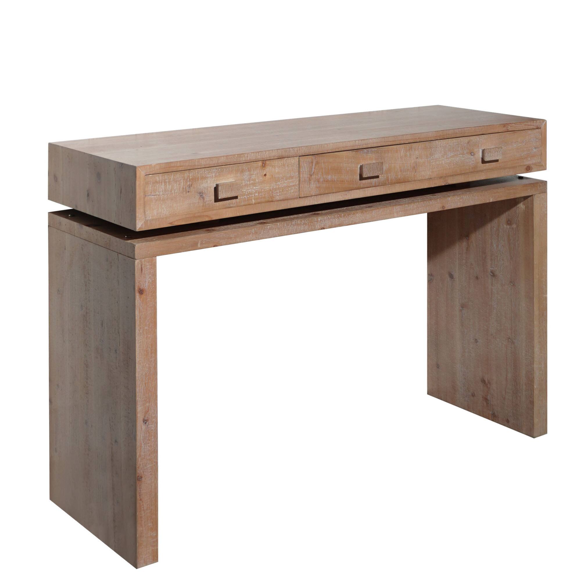 Alt View 1. GOODSILO - Rustic Wooden Entryway Console Table with Three Drawers for Hallway Foyer Office Decor - Natural+Rustic.