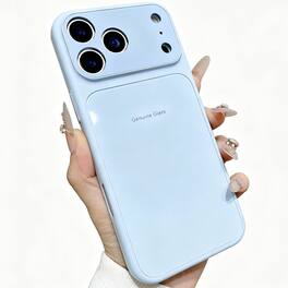 Dteck - for Apple iPhone 17 Pro Max Glossy Tempered Glass Case,Shockproof PC TPU Hybrid Cover,Rugged Anti-Scratch Hard Shell - Skyblue