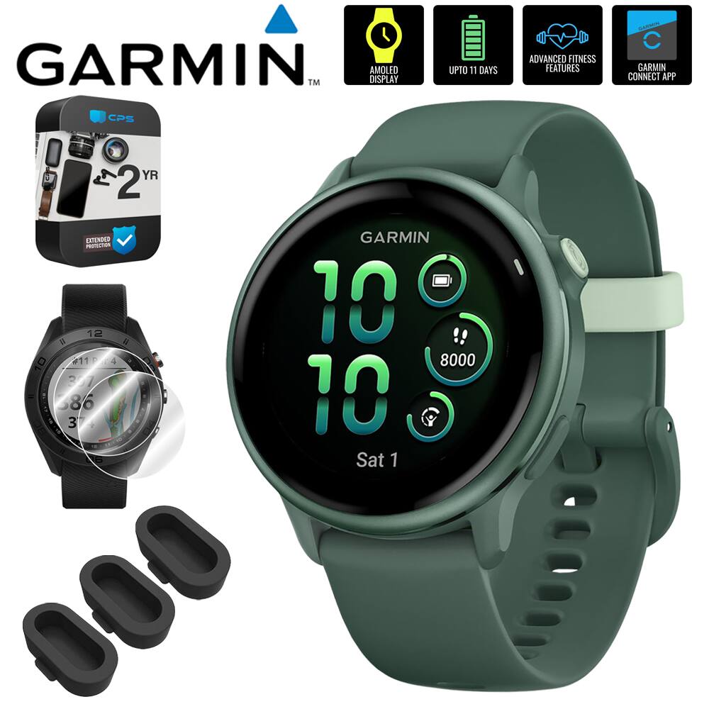 Garmin - VIVOACTIVE 6 Health & Fitness GPS Smartwatch, Jasper Green + Warranty Bundle - Metallic Jasper Green with Jasper Green Band - (2025)