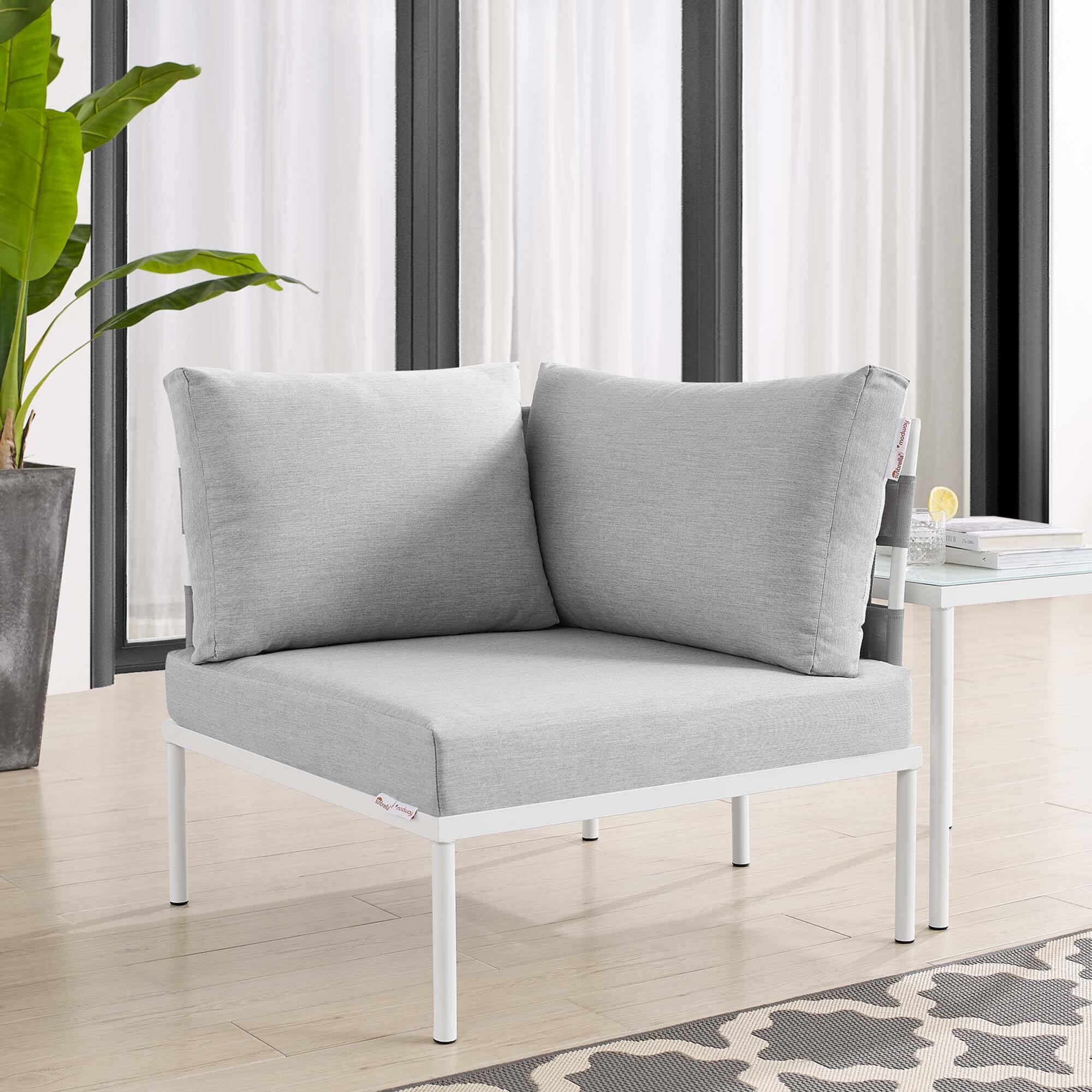 Harmony Sunbrella® Outdoor Aluminum Corner Chair by Modway - Gray Gray