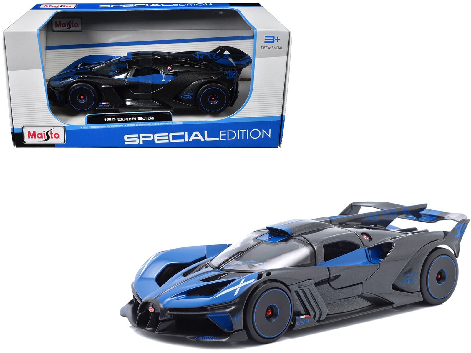 "Bugatti Bolide Blue and Black Metallic ""Special Edition"" Series 1/24 Diecast Model Car by Maisto" price history on PriceWatchPro