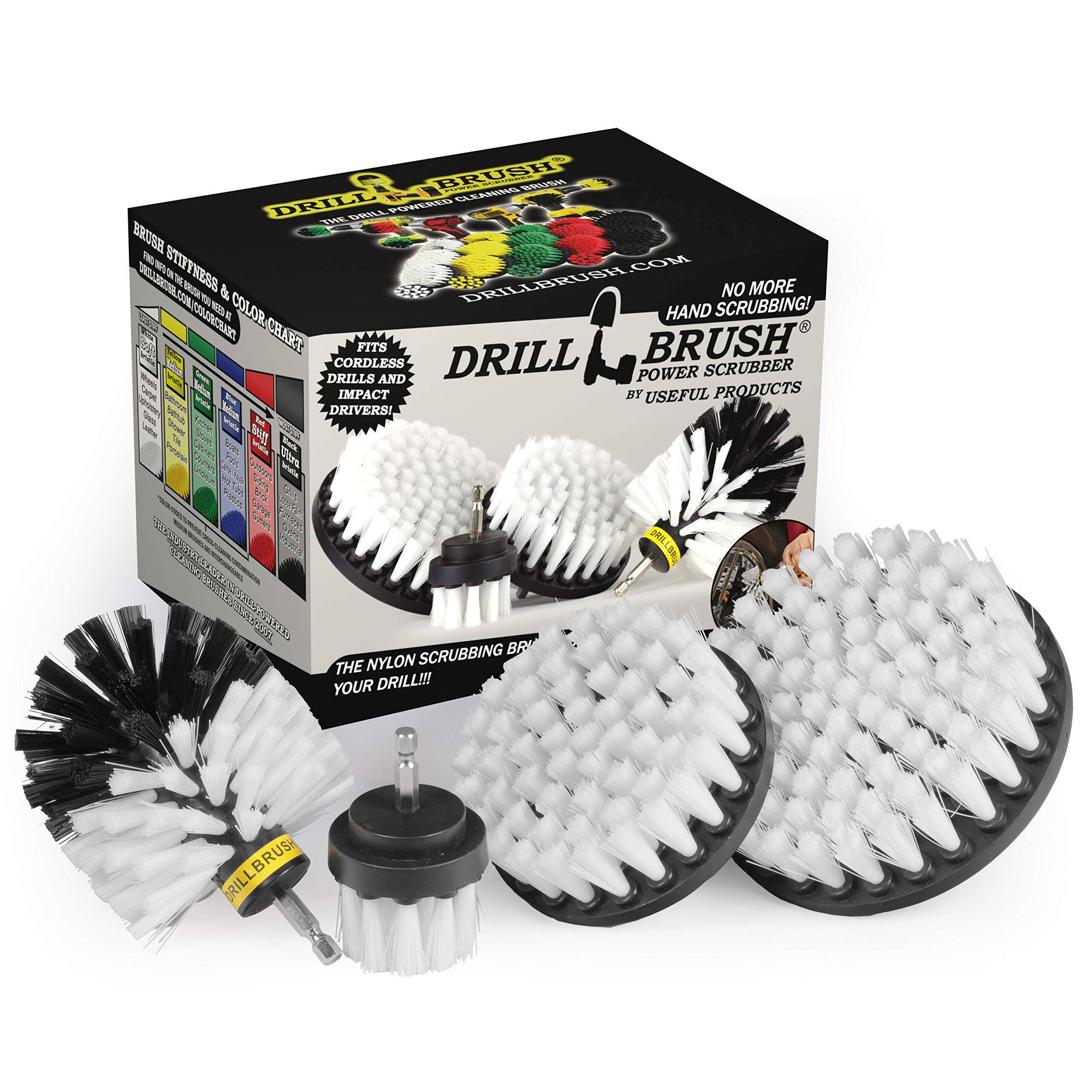 Drillbrush - Automotive Detail Kit - Leather Cleaner - Wheel Cleaner Brush - Car Carpet - Interior, Vinyl, Seat Cleaner