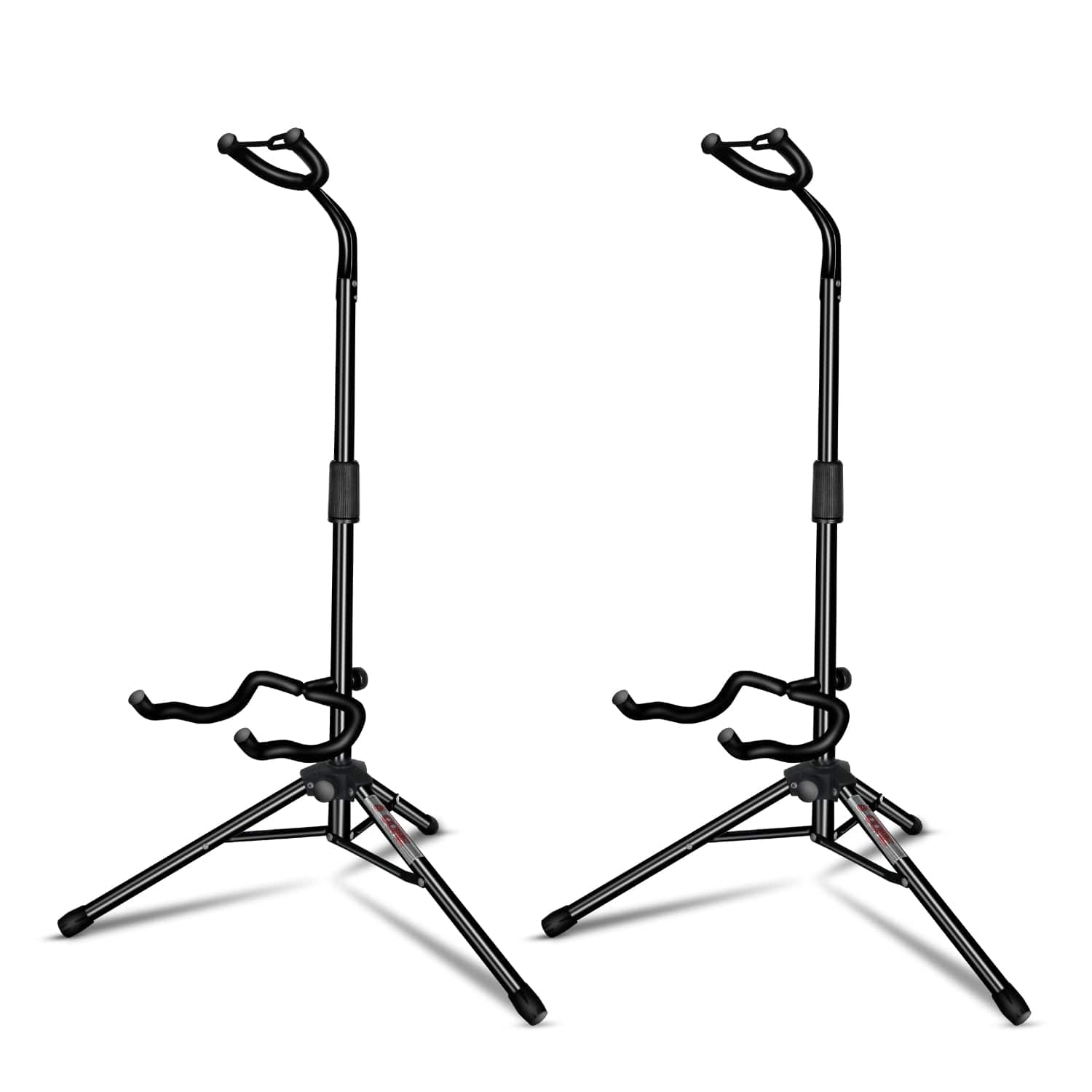 5 CORE - Guitar Stand Pair Floor Folding Holder Soporte Para Guitarra for Acoustic Electric Bass - Black