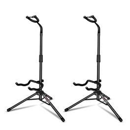 5 CORE - Guitar Stand Pair Floor Folding Holder Soporte Para Guitarra for Acoustic Electric Bass - Black