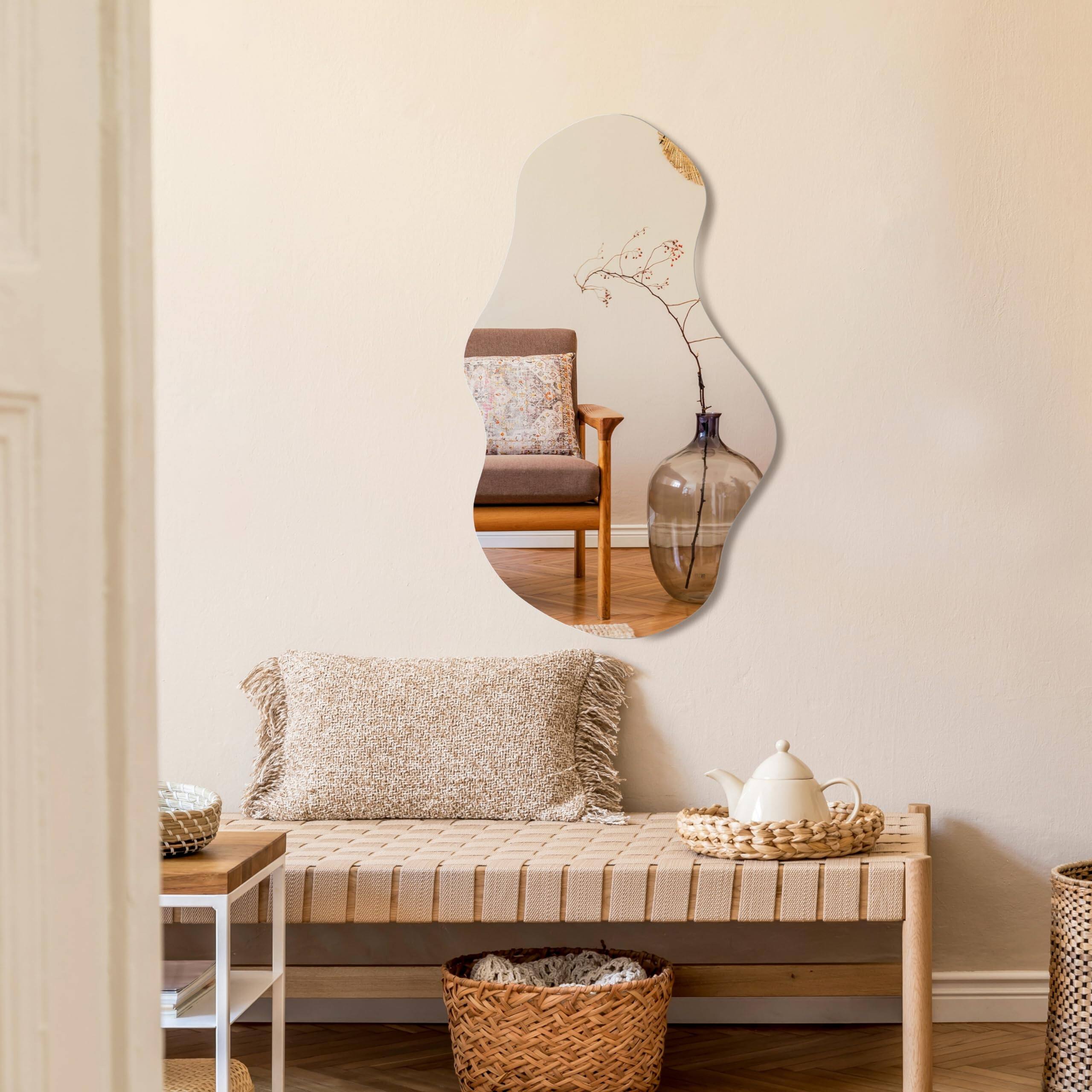 Alt View 5. TECH SAFARI - Irregular Wall Mirror Asymmetrical Decorative Modern Mirrors For Bathroom Bedroom Living Room Entryway Clou - 43"L x 24"W Cloud.