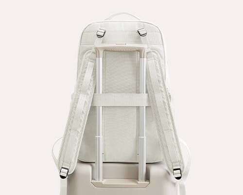 Alt View 7. Bagsmart - Moss 22L Backpack, 180° Full-Opening Work & Commute Daypack with 15.6" Laptop Sleeve for Daily Use - Dew White.